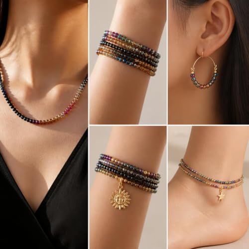 2800Pcs 4mm Electroplated Glass Beads for Bracelets Jewelry Making - color: 28 Metallic Colors