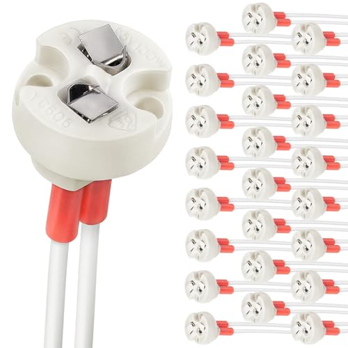 DiCUNO G4, GU5.3 Bi-Pin Ceramic Base Socket, with Wire Connector, 24-Pack - size: 24 Count (Pack of 1)