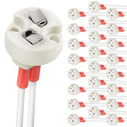 DiCUNO G4, GU5.3 Bi-Pin Ceramic Base Socket, with Wire Connector, 24-Pack - size: 24 Count (Pack of 1)