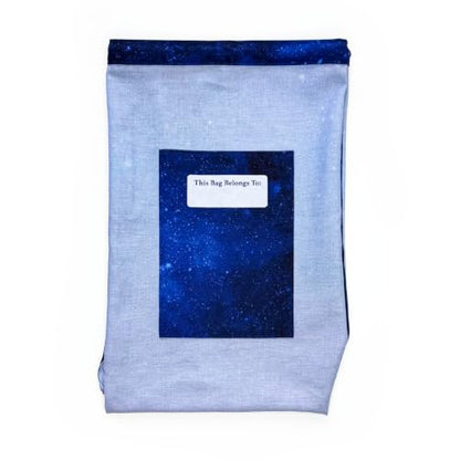NASA Logo DIY Drawstring Bag Sewing Kit – Space-Themed Fabric Craft Project for Adults – Includes 24" x 43" Dark Blue Canvas Panel & 12ft Nylon Paracord – Create 17" x 13" Handmade Bag - style: Badge