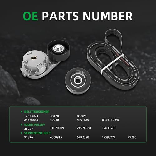 Belt Tensioner Idler Pulley Serpentine Belt Kit #38178 - size: for Bravada/Rainier 2002-2009