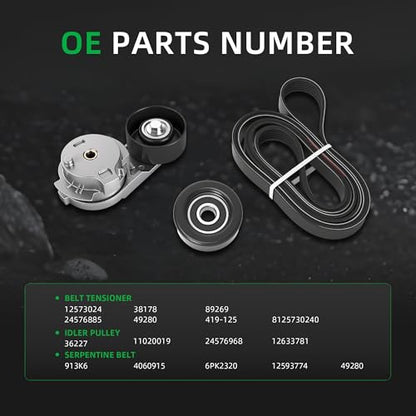 Belt Tensioner Idler Pulley Serpentine Belt Kit for Chevy Trailblazer 02-09 - size: for Bravada/Rainier 2002-2009