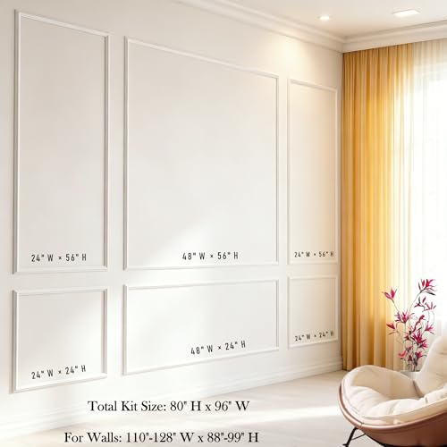 Peel and Stick Wall Molding Kit, 24 Pre-Cut Pieces, 6 Frames for Home Decor
