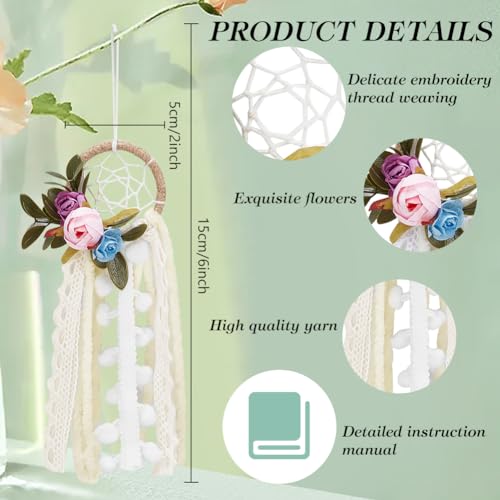 INFUNIY 12set Flower Mini Dream Catcher Kit DIY Dream Catcher Beginner Kit Make Your Own Dream Catcher Kits 6 Inch Small Dream Catchers with Instruction for Teen Room Wall Hanging Car - style: 12pcs flower