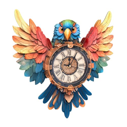 3D Puzzles for Adults, Parrot Wall Clock 3D Wooden Puzzles Clock Kits for DIY Birthday Gift for Women Men Home Decor Holiday Christmas - color: Parrot