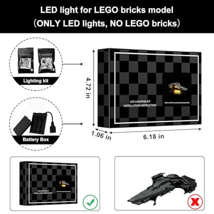 Vaodest Led Light for Lego 75383 Darth Maul's Sith Infiltrator Building Blocks Model,Design and Configuration Compatible with Model 75383(Led Light Only, Not Building Block Kit) - style: 75383 Darth Maul's Sith Infiltrator Set