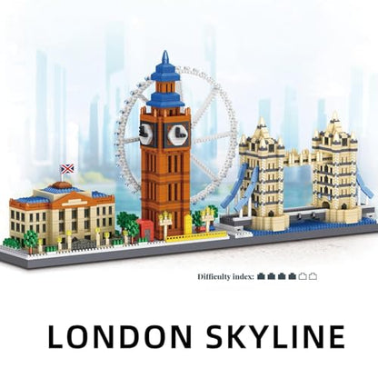 London Skyline Building Blocks Sets - 3110PCS Famous London Landmarks Architecture Toy Micro Mini Building Bricks Kit with London Eye,Big Ben,Westminster Palace,Tower Bridge for Adult, STEM Gift