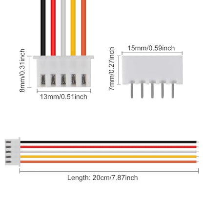 ACEIRMC 10Pairs JST-XH Connector Kit, XH 2.54mm 5 Pin Header Male and Female Connectors Plug Adapter with Flat Wire Cable 200mm 26AWG Compatible with JST XH (5P) - color: 5P