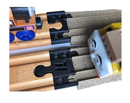TrainLab Adapters Compatible with Trackmaster (Brown 2009) to Wooden Railway Train Tracks (2pc) (Yellow) Yellow - color: Yellow