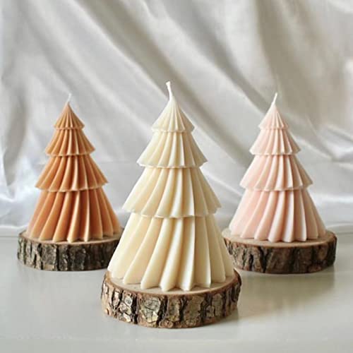 Large Christmas Tree Silicone Candle Mold, DIY 3D Spiral Cone Shape Mold,Folding Cone Christmas Tree for Candle Making, 3D Geometric Spinning Pillar Molds for Christmas Ornament(6.7") - color: Christmas Tree 6.7"