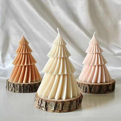 Large Christmas Tree Silicone Candle Mold, DIY 3D Spiral Cone Shape Mold,Folding Cone Christmas Tree for Candle Making, 3D Geometric Spinning Pillar Molds for Christmas Ornament(6.7") - color: Christmas Tree 6.7"
