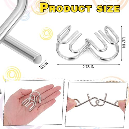 8 Pack Brain Teaser Puzzles Metal Wire Ring with Pouch, A Style - style: A Style