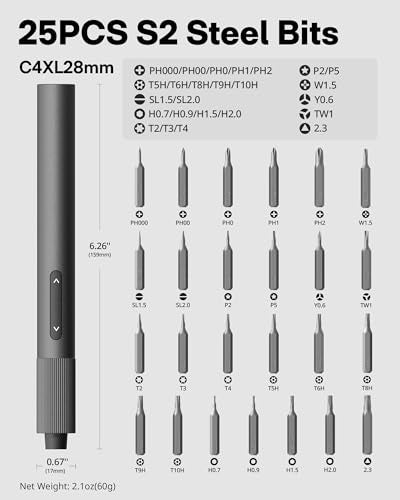 HOTO 25-in-1 Mini Electric Screwdriver, Precision Screwdriver Set