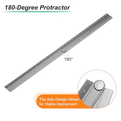 HARFINGTON 2pcs Folding Straight Ruler 30cm Metric Aluminum Alloy Protractor Foldable Angle Ruler Geometric Measure Tool with Angle Line for Architect Artist Office, Gray/Pink - color: Gray/Pink