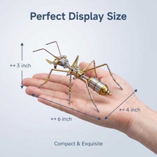 3D Steampunk Mechanical Insect Ant Puzzle Kit - DIY Metal Assembly Model for Adults 160+ Pcs 3-Star Difficulty STEM Craft Unique Desktop Decor Gift for Men Hobbyists (Ant B) - style: Ant B