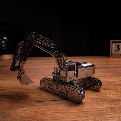 METAL-TIME TIRELESS Digger Excavator, Excavator Model, Metal Hydraulic Excavator Model, 3D Puzzle Building Crafts, Collectible Figurine, Stainless Steel DIY Construction with Toolbox, 100 Pieces.