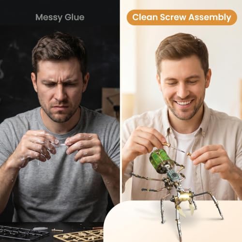Steampunk 3D Metal Ant Puzzle Model for Adults – Mechanical DIY Assembly Kits 150+ Pcs Unique Desk Decor Christmas & Birthday Gift for Father Husband (Gatling Ant) - style: Gatling Ant