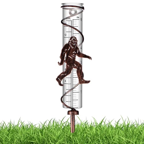 Relaxweex Rain Gauge Outdoor 7 Inch Large Metal Sasquatch Rain Gauges Decorative, Garden Lawn Yard Decor, Gardening Gifts for Weather Enthusiasts Pathway Decoration