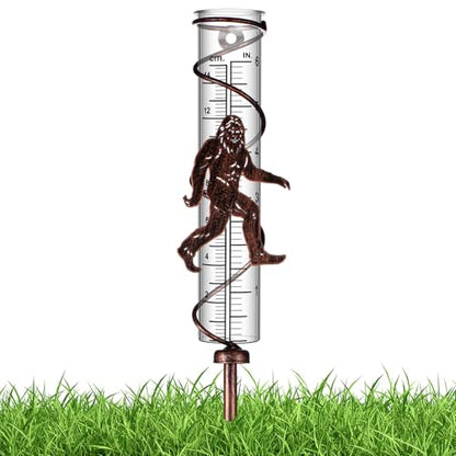 Relaxweex Rain Gauge Outdoor 7 Inch Large Metal Sasquatch Rain Gauges Decorative, Garden Lawn Yard Decor, Gardening Gifts for Weather Enthusiasts Pathway Decoration