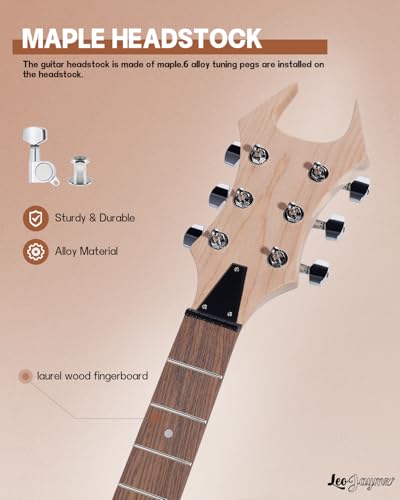 Leo Jaymz DIY Electric Guitar Kits with Mahogany Body and Maple Neck - Laurel Wood Fingerboard and All Components Included (BC)