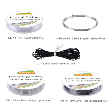 EuTengHao Jewelry Making Kit with Pliers, Wires, Jump Rings, Clasps, Cord and More for Jewelry DIY Crafts - Silver