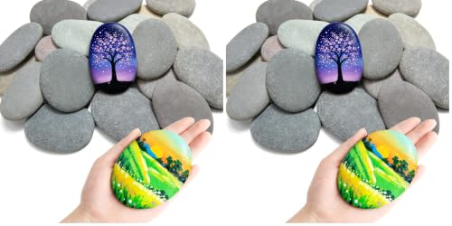 Simetufy 30Pcs Large Rocks for Painting 3.3-4.5Inch Natural River Stones (Pack of 2) - size: 3.3-4.5in -30pcs (Pack of 2)