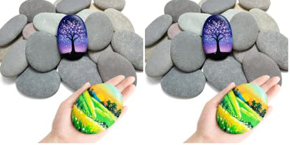 Simetufy 30Pcs Large Rocks for Painting 3.3-4.5Inch Natural River Stones (Pack of 2) - size: 3.3-4.5in -30pcs (Pack of 2)