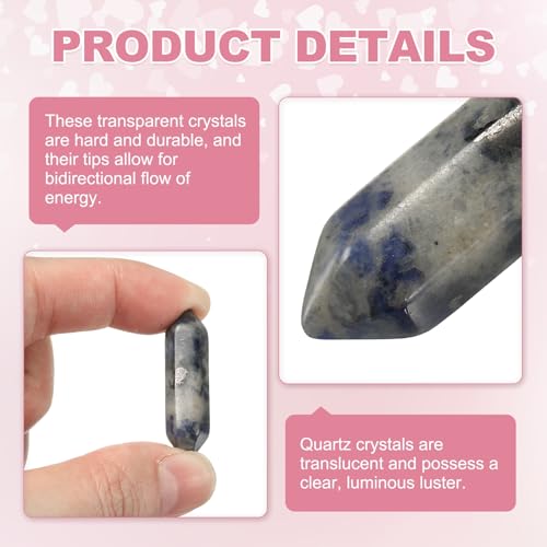 MECCANIXITY 10 Pack Blue Agate Quartz Crystals, Polished Crystals Bulk Hexagonal Shaped Meditation Gemstone for Jewelry Making Energy Balance Accessories Gifts - color: Blue Agate