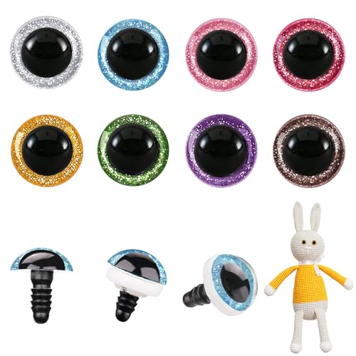 MUCUNNIA 120pcs 8mm Glitter Safety Eyes for Amigurumi with Washers - size: 8mm