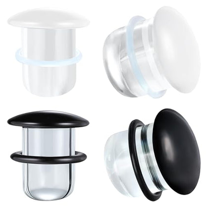 Glass Ear Stretching Kit Gauges 3mm-25mm Single Flare Plugs 4Pcs - color: Black/White, size: 9mm