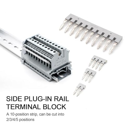 10Pcs EB10-6 Terminal Bridge Connector, DIN Rail Side Plug-in Block - color: Grey, size: 10 Pcs