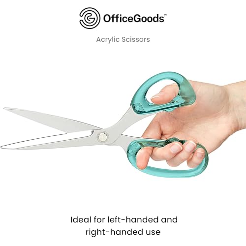 OfficeGoods 9” Stainless Steel Acrylic Scissors, Green with Silver Metal - color: Green With Silver Metal