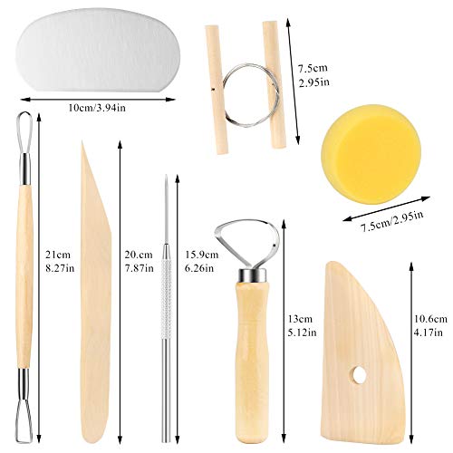 8 Pieces Pottery Tools, Clay Tools, Cay Sculpting Tool - color: Wood Color