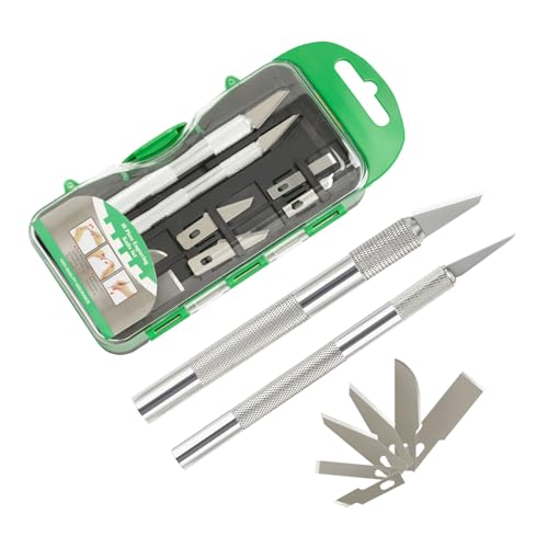 Multifunctional Precision Hobby Knife Set (10pcs) - Craft Knife, Exacto Knife Set for Artwork, Scrapbooking, Stenciling, Architecture Modeling, Woodworking & Leatherworking (Green) - color: Green