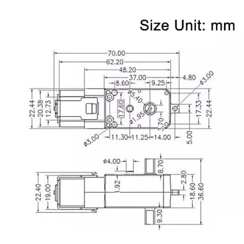 4PCS Dual-Axis 1:90 All Metal Gears TT Motor DC Gearbox Motor with 20cm Wire Male Connector for Smart Car