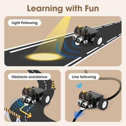 ACEBOTT Robotics for Kids Ages 8–12 12-16, Smart Robot Car Kit Compatible with BBC Micro:bit V2,STEM Toys Coding Robot Kit Compatible with LEGO,Gift for Kids and Teens(Included Micro:Bit) Controller - color: Blue-a