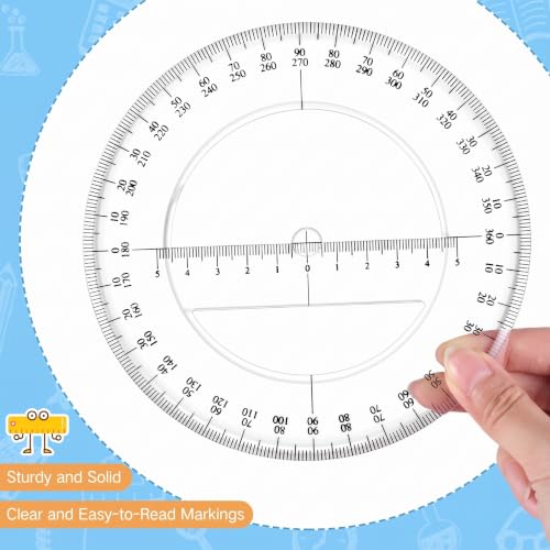 2 Pack 360 Degree Protractor, 6 Inch Multifunctional Drawing Ruler, Classic - style: Classic