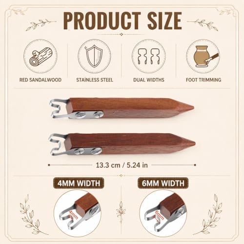 Therwen 2 Pcs Pottery Trimming Tool 4 mm & 6 mm Width, Foot Trimming Style - style: Foot Trimming Style