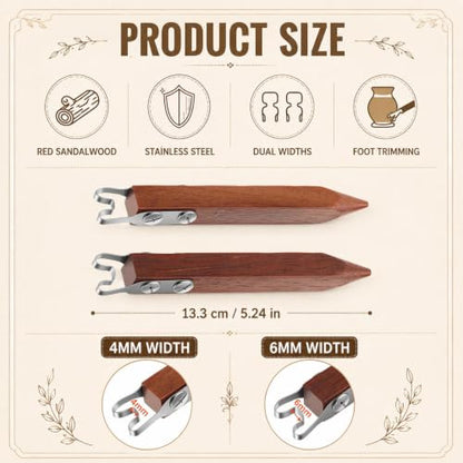 Therwen 2 Pcs Pottery Trimming Tool 4 mm & 6 mm Width, Foot Trimming Style - style: Foot Trimming Style