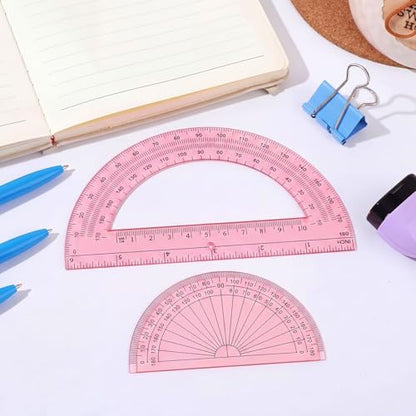 EBOOT 2 Pcs Plastic Protractors - color: Light Pink