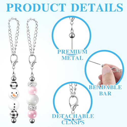 16PCS Beadable Keychain Bar Bulk, Keychain Making Kit - color: Silver