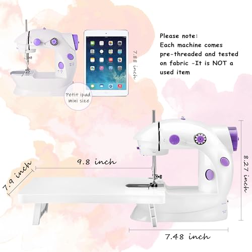 Mini Sewing Machine for Beginners-Maquina de Coser, Easy Automatic Sewing Machine with Extension Table, Household Electric Portable Sewing Tool with Sewing Kit, Small, for All Age, Kids or Adults - style: 202 Upgrade for Beginners