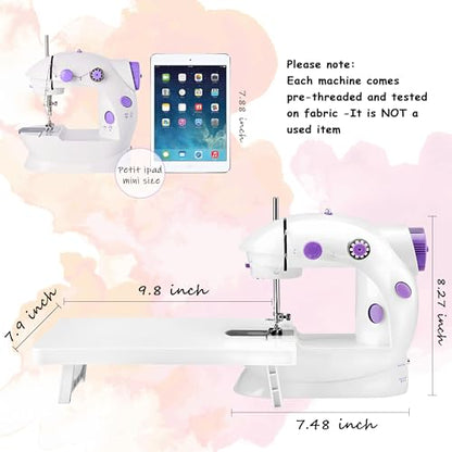 Mini Sewing Machine for Beginners-Maquina de Coser, Easy Automatic Sewing Machine with Extension Table, Household Electric Portable Sewing Tool with Sewing Kit, Small, for All Age, Kids or Adults - style: 202 Upgrade for Beginners