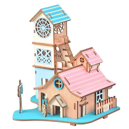 Log Cabin 3D Wooden House Puzzle,DIY Mini Building Model Kit，011 - color: 011