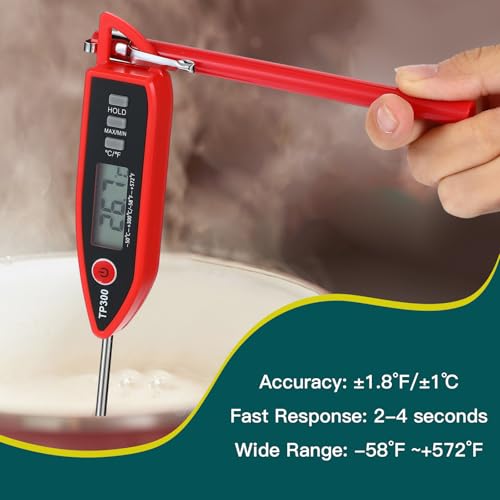 Copkim 6 Set Digital Food Thermometer Long Probe Instant,Black, Red - color: Black,Red