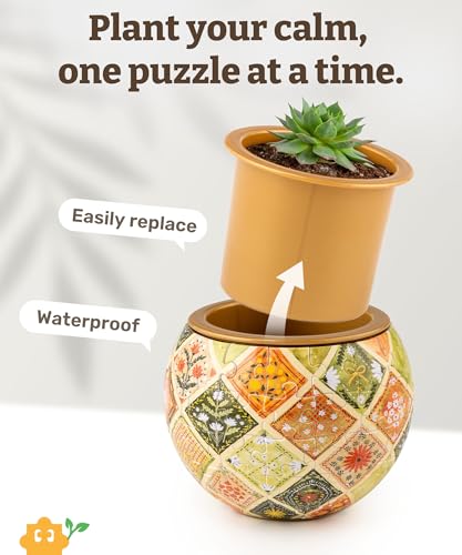 PieceRelax Unique 3D Puzzle Planter - 80 Plastic Pieces [K1129] - color: Daisy Breeze