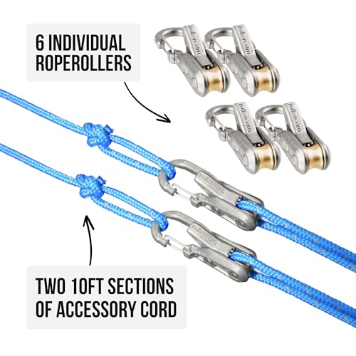 Roperoller Original Rope Tensioner with Reflective Cord & Case, 6 Pack
