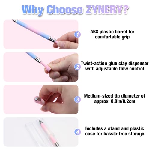 ZYNERY 2PCS Diamond Art Pen, Diamond Painting Pens Refillable, Glue Clay Pens for Rhinestones, Gem Art Rhinestone Picker Tool for 5D Gem Painting Includes 12 Glue Clay Refills - color: 2 Gradient Pens + 12 Glue