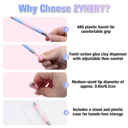 ZYNERY 2PCS Diamond Art Pen, Diamond Painting Pens Refillable, Glue Clay Pens for Rhinestones, Gem Art Rhinestone Picker Tool for 5D Gem Painting Includes 12 Glue Clay Refills - color: 2 Gradient Pens + 12 Glue