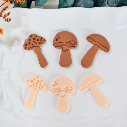 Xaekicr 3pcs Mushroom Clay Cutters – Polymer Clay Cutters for Earrings, Textured Clay Molds, Clay Tools for Polymer Clay Jewelry Making - color: 2N color